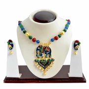 Kundan Meenakari Elephant Pendant Necklace from Sheorna