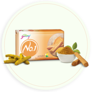 Get Natural Ingredients Sandal and Turmeric Soap by Godrej No 1.