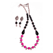 Buy Handmade Fuchisa Pink/Black Onyx Necklace Set Online