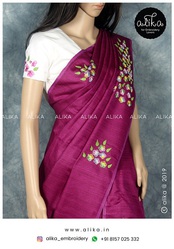 Semi Jute Silk Saree with Hand Embroidery