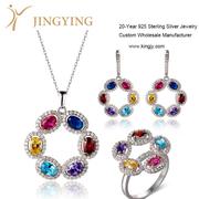 Sterling silver pendant necklace earrings ring jewelry set design cust