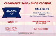 Bala Silks Clearance Sale - Shop Closing 