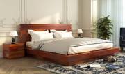 Look at the elegant double bed designs online @ Wooden Street