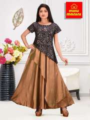 MINU Designer Beautiful Silk Crackle Printed Designer Gown