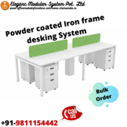 Powder coated iron frame office desking system