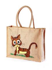 Finest Quality  Jute hand painted bag Elegant Look save animal