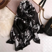 Buy Black Flower Pattern Designer Silk Stoles with cheap prices online