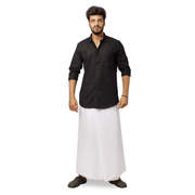 Festival ready white lungi with golden border at ulama