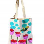 Cotton Beach Bag Bird Flower Printed