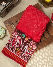 Patola Bandhani Red colored Saree at Brand Mandir