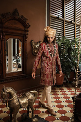 Buy Designer Maroon Sherwani for Groom | Shreeman