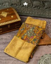 Explore Kanchi Kalamkari Mustard Sarees at Brand Mandir