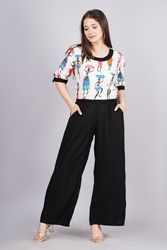 NAAVIV Women’s Crop Top and Palazzo Set Cotton Blend 