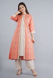   NAAVIV Women’s Striped Kurta Palazzo Set with Printed Jacket