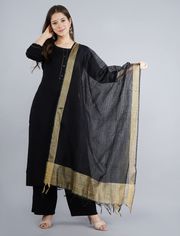   NAAVIV Women’s Black Rayon Kurta Palazzo Pants with Black Dupatta