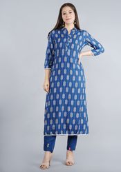  NAAVIV Women’s Blue Rayon Kurta with Pants