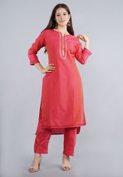 NAAVIV Women’s Gajri Crape Cotton Kurta with Pants