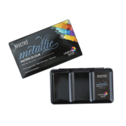 Brustro Metallic Watercolor Half Pans | Pack of 12