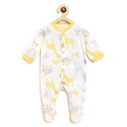 Printed Long-Sleeve Babysuit White