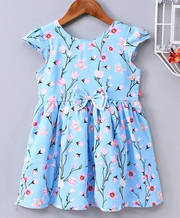 Buy Twetoons Knee length Frock Floral Print- Pink & Blue for Girls