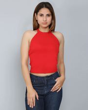 Red Crop Top Hot red backless halter crop top