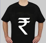  T-Shirts with recently introduced Indian Rupee Symbol on one side and