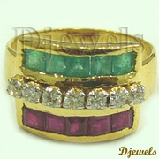 Natural Diamond & Ruby~Emerald Ladies Ring for Sale Price - 10920/-